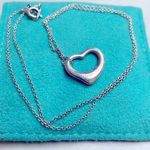 Tiffany & Co silver open heart  Pretti pendant necklace